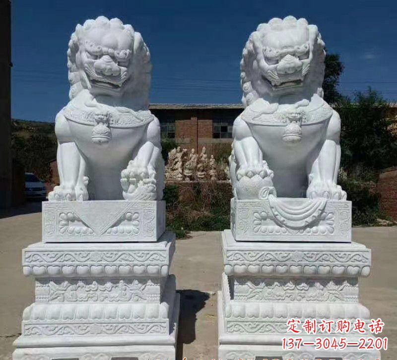 宁波大理石狮子石雕,雕塑定制精美狮子