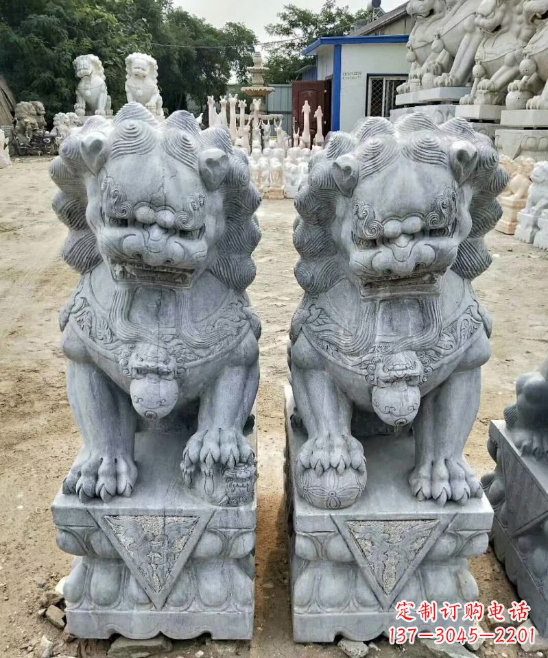 宁波传统工艺精雕大理石狮子石雕塑