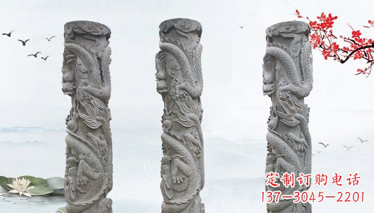 宁波精美大理石龙柱雕塑