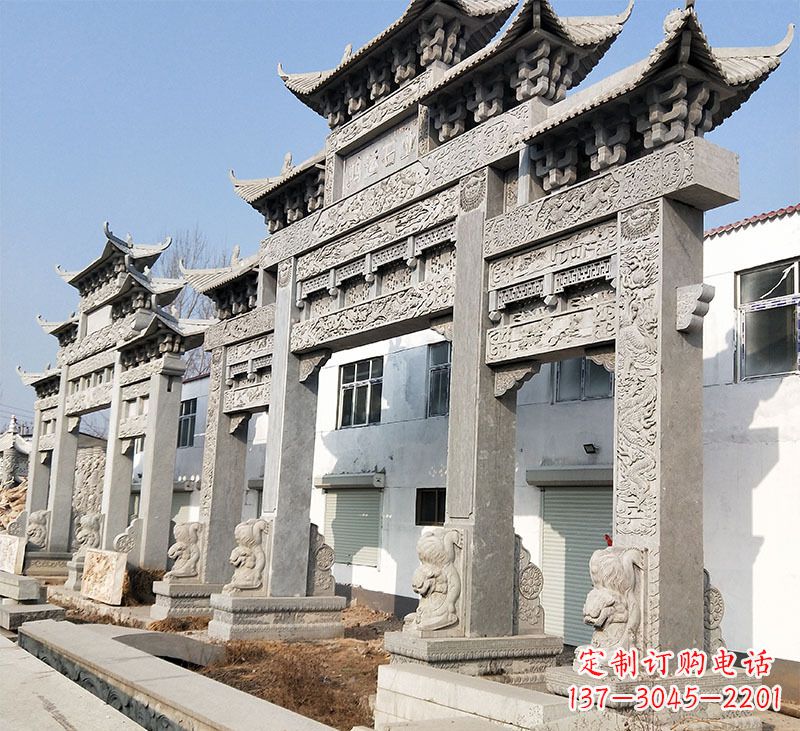 宁波大理石石雕牌坊雕塑定制
