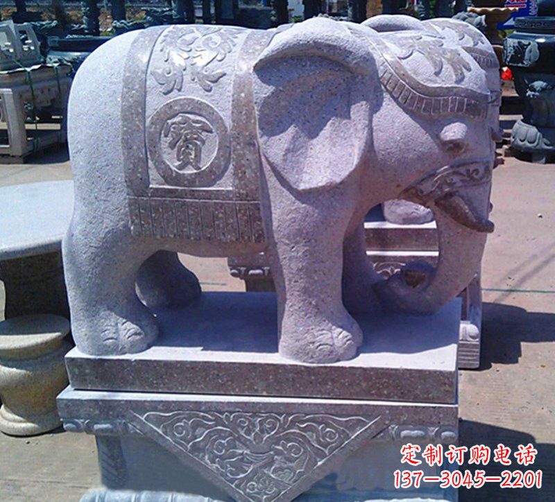 宁波大理石石雕招财进宝大象,传递招财进宝的吉祥祝福