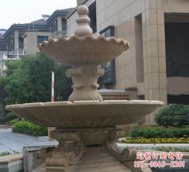 宁波简约双层大理石喷泉雕塑