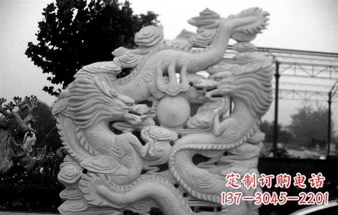 宁波精美大理石双龙雕塑