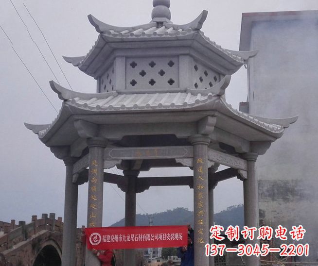 宁波大理石双层石雕凉亭——独特的艺术结晶