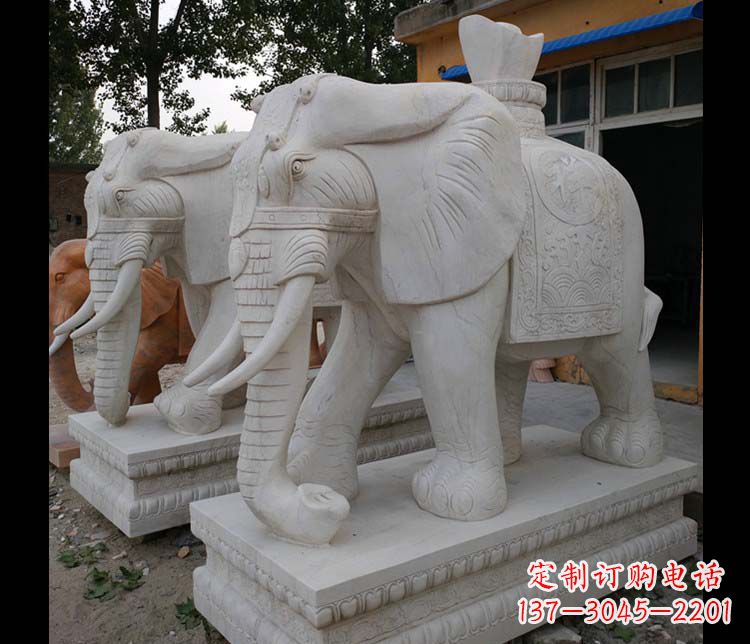 宁波大理石大象雕塑,招财进宝
