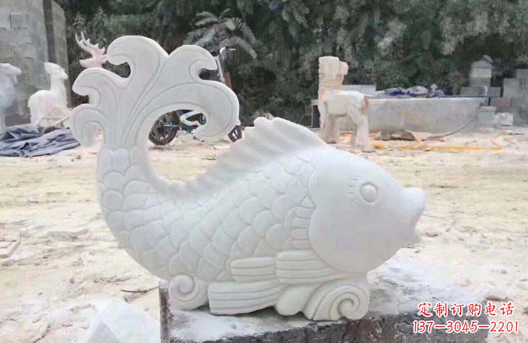 宁波大理石鱼喷泉雕塑装置