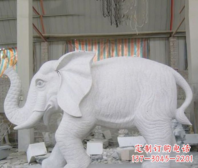 宁波象征财富的大理石招财大象雕塑