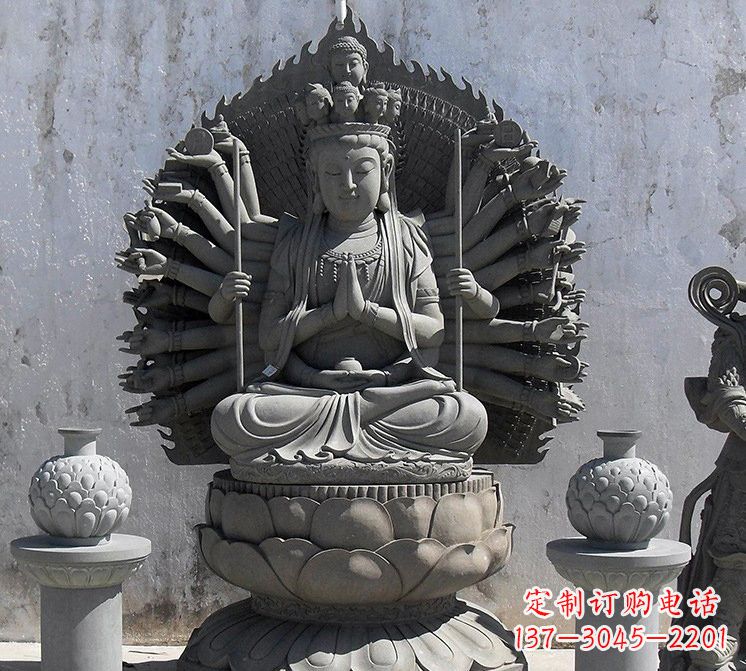 宁波宗教庙宇千手观音大理石雕塑