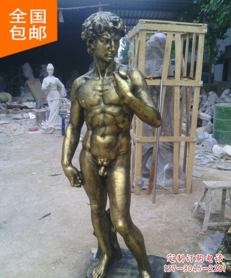 宁波大卫玻璃钢仿铜西方人物雕塑