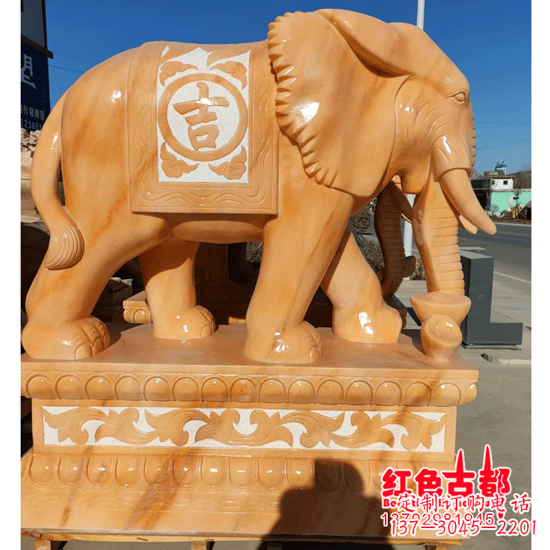 宁波大象头影背墙石雕