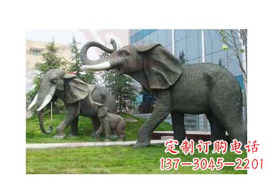 宁波精美铜雕大象一家三口