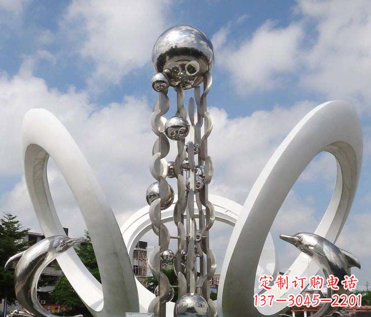 宁波精致不锈钢海豚雕塑