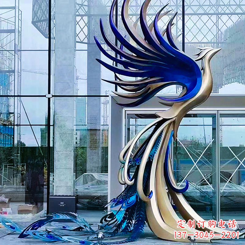 宁波精美彩绘不锈钢孔雀雕塑