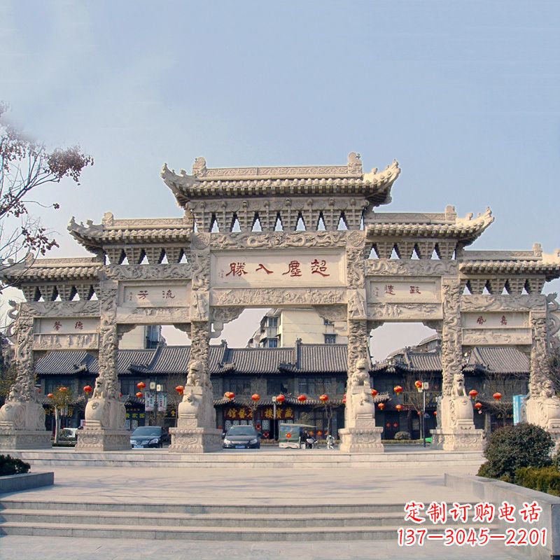 宁波五门石雕牌坊雕塑——让城市更美丽