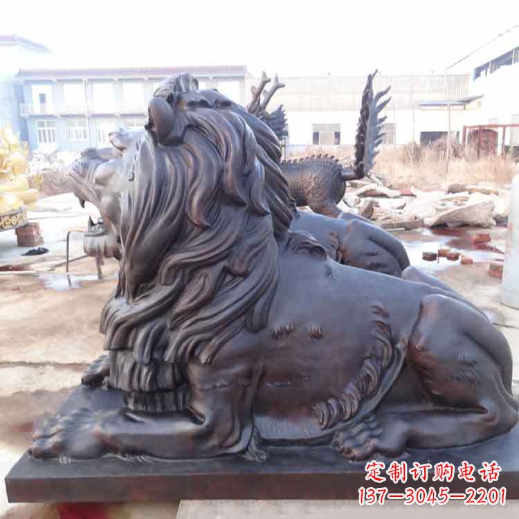 宁波纯铜港币狮子动物雕塑
