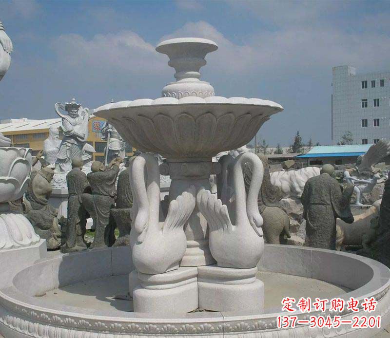 宁波汉白玉高端天鹅雕塑