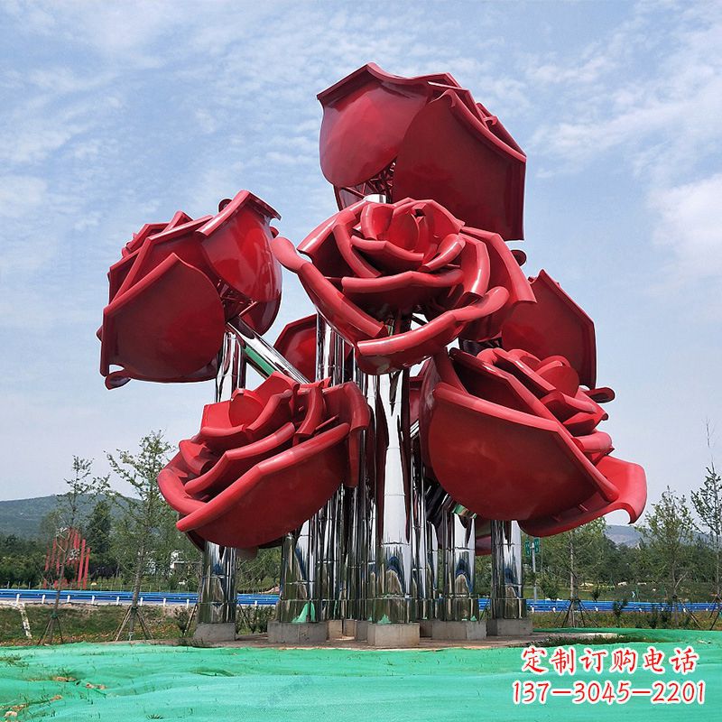 宁波精美不锈钢玫瑰花景观雕塑