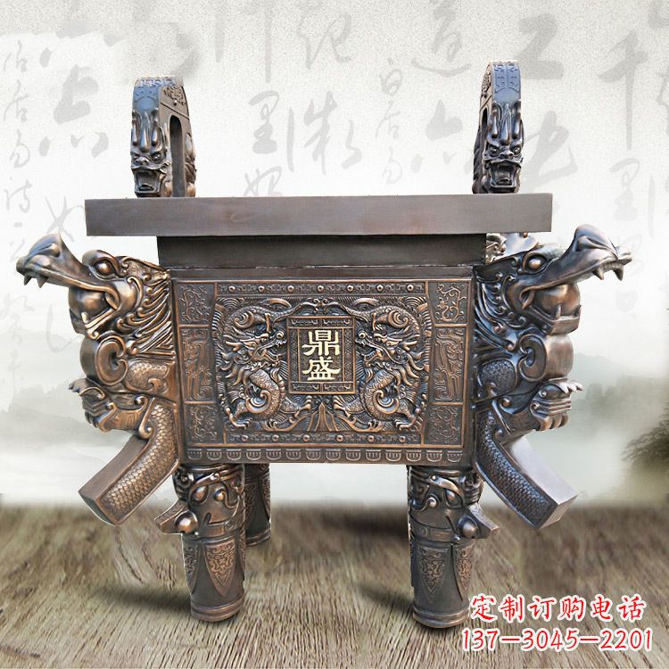 宁波典雅双龙四龙铜鼎雕塑
