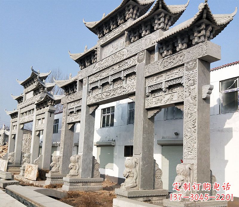 宁波五门仿古牌坊石雕