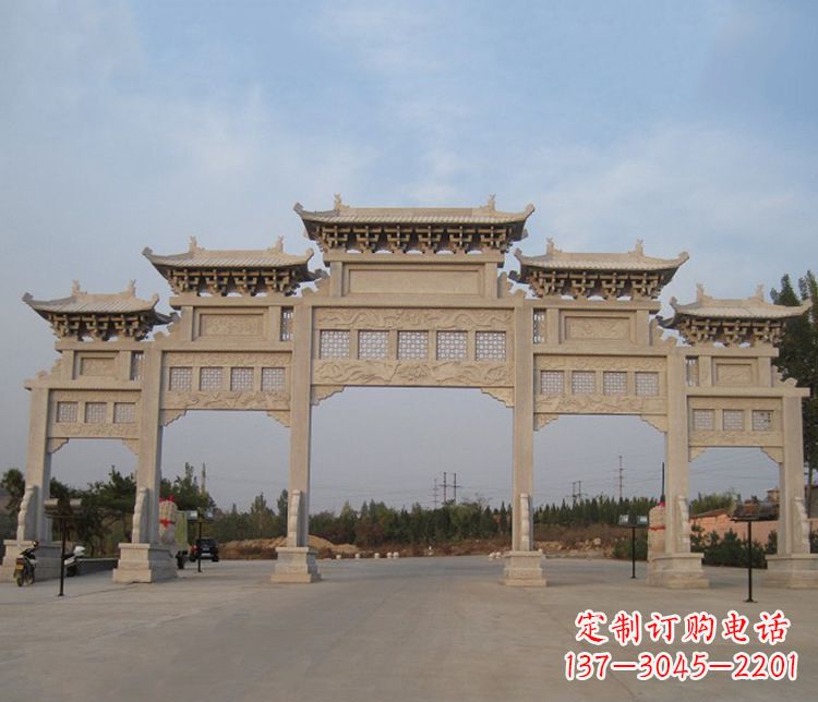 宁波大型五门牌坊石雕精美雕塑