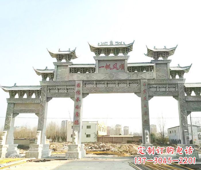 宁波大型五门石雕牌楼 (3)