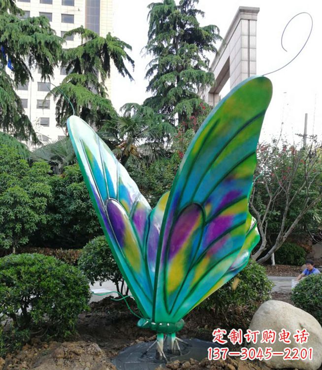宁波大型小区园林彩绘仿真蝴蝶摆件