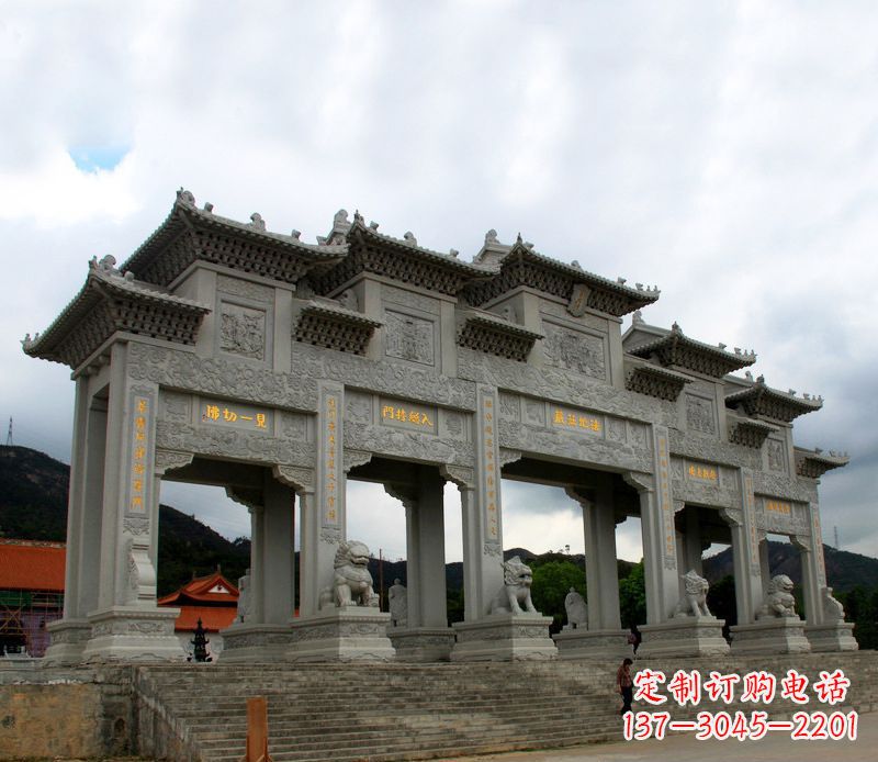 宁波大型五门石雕牌楼雕塑