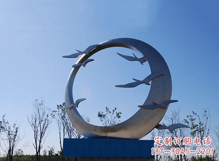 宁波大雁不锈钢景观标识,公园鸟类创意雕塑