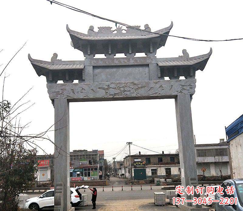 宁波单门大理石牌坊石雕_1