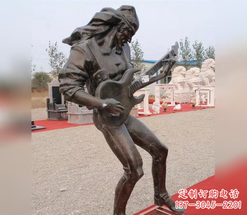 宁波弹吉他广场小品人物铜雕