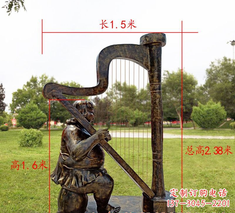 宁波手工铜制竖琴雕塑
