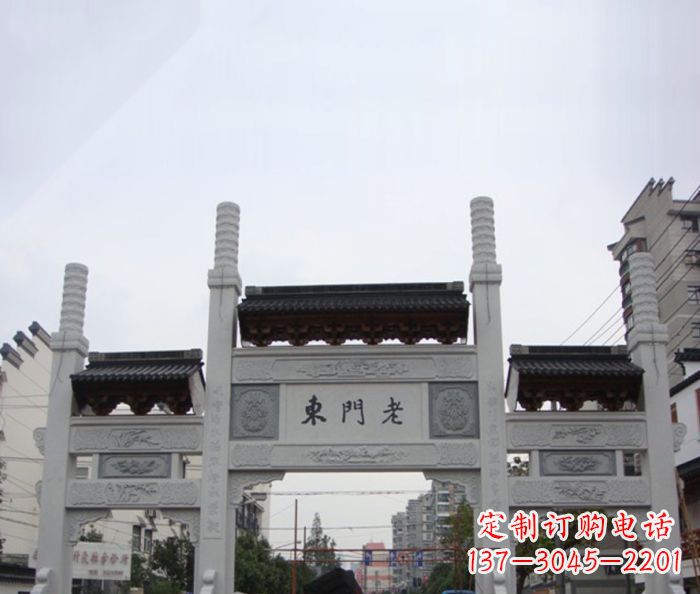 宁波精美三门石牌坊雕塑