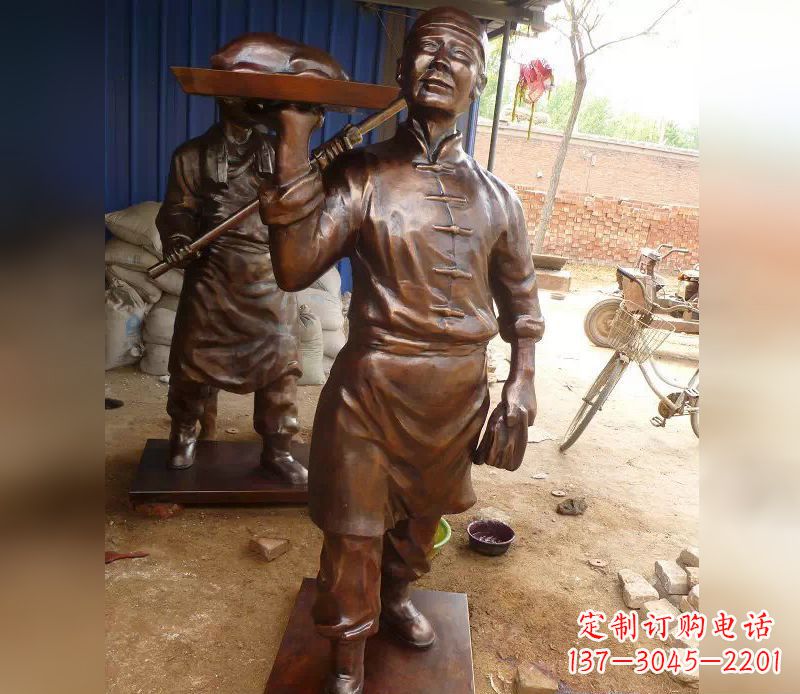 宁波店小二铜雕,精美绝伦,永传佳话