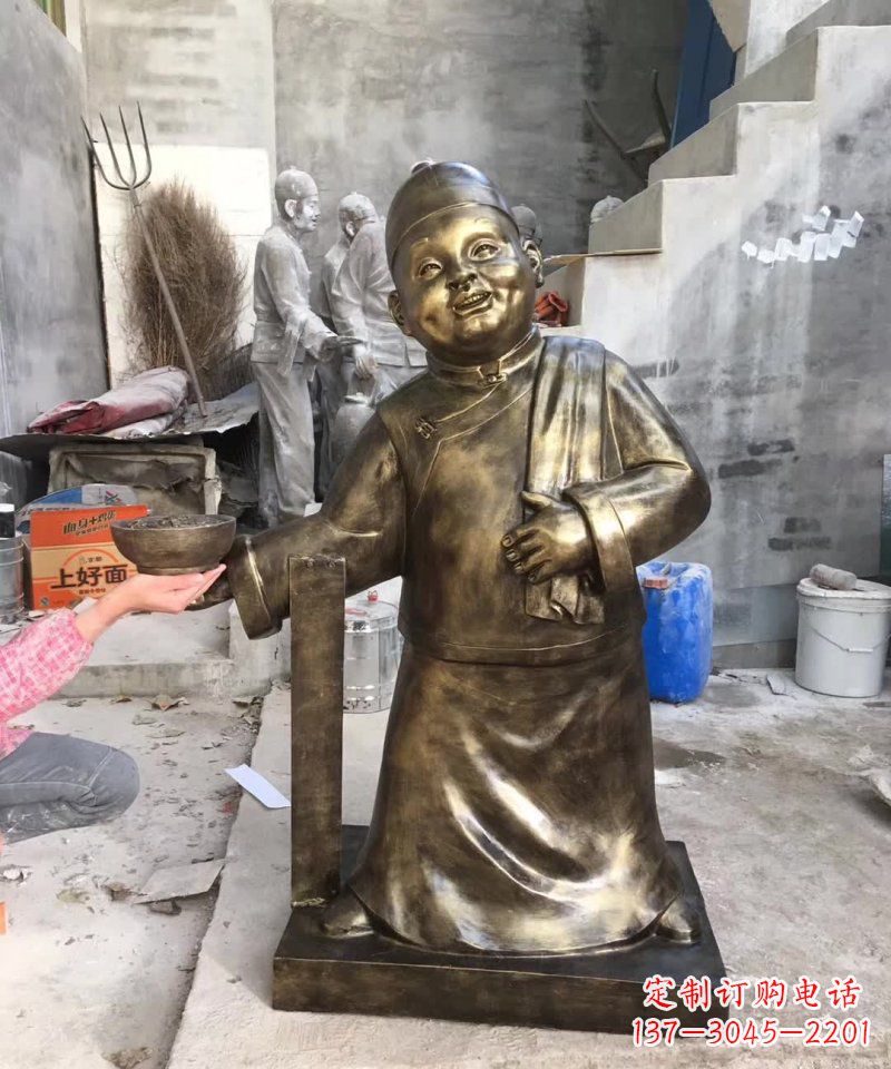 宁波店小二铜雕——精美精致的人物雕塑
