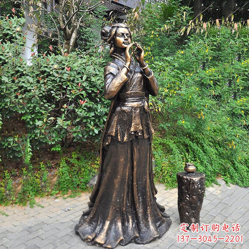 宁波貂蝉铜雕塑公园古代美女人物雕塑