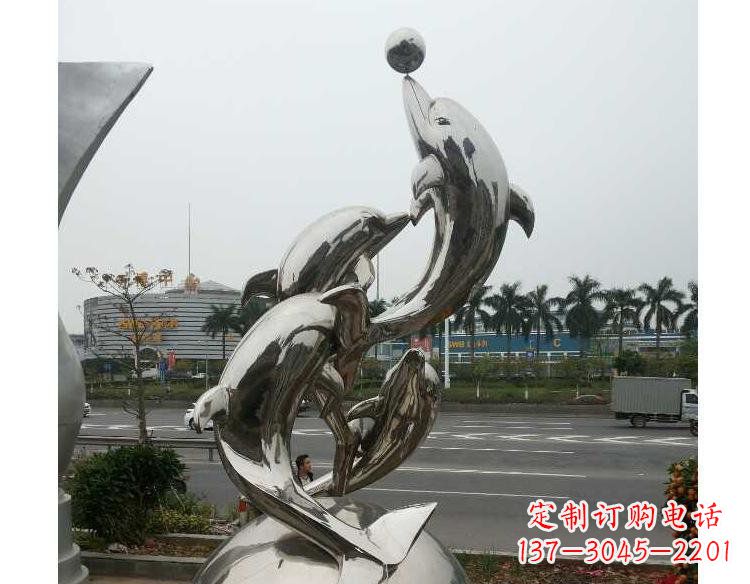 宁波海豚精美不锈钢雕塑