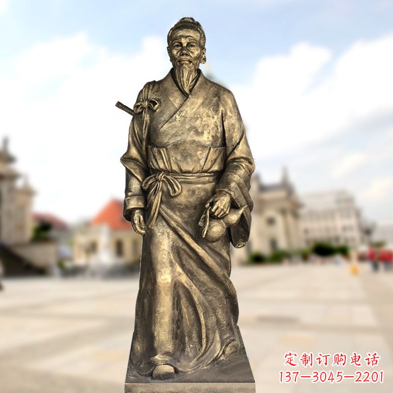 宁波东汉末年著名医学家华佗仿铜雕塑