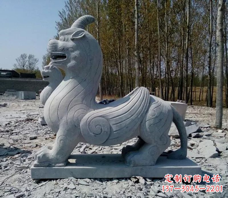 宁波独角兽雕塑,神兽石雕带你穿越回古老神话中