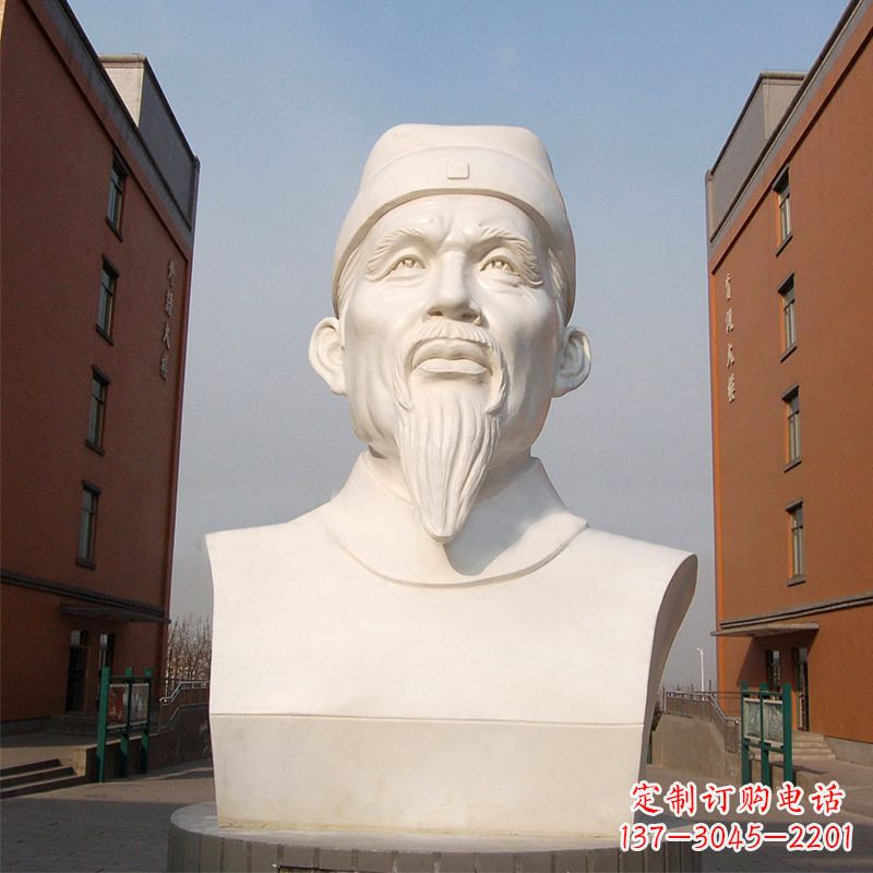 宁波杜甫石雕像-学校校园历史名人唐代著名诗人头像