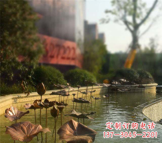 宁波荷叶风情传承——锻铜荷花荷叶小区景观雕塑