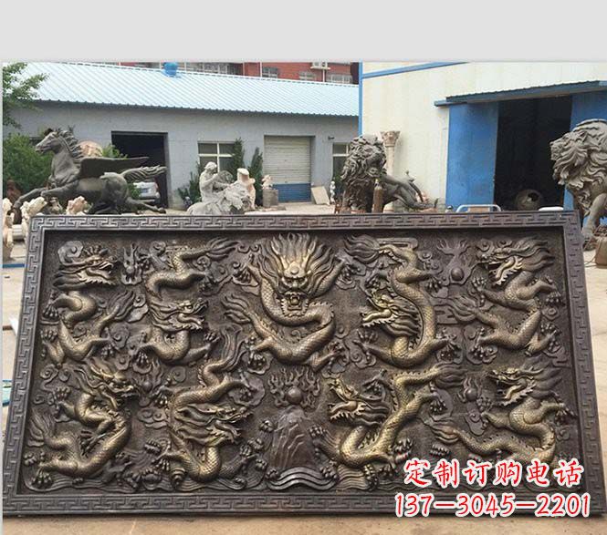 宁波锻铜九龙浮雕雕塑