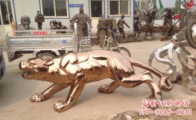 宁波精美不锈钢豹子雕塑