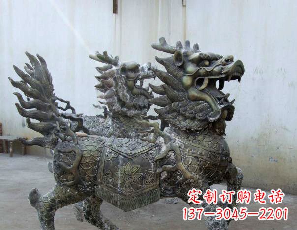 宁波精致手工铜麒麟雕塑
