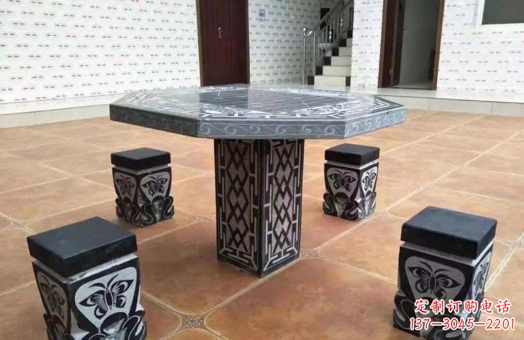 宁波多边形雕刻仿古石桌凳