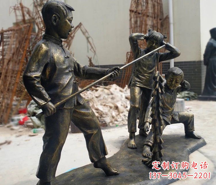 宁波儿童放鞭炮庭院景观铜雕塑