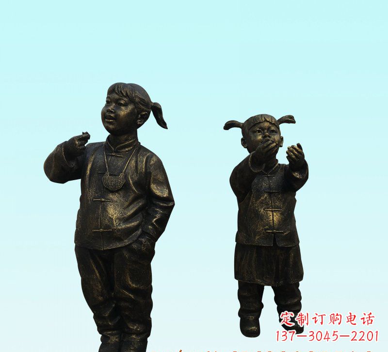 宁波领雕塑儿童铜雕精美艺术品