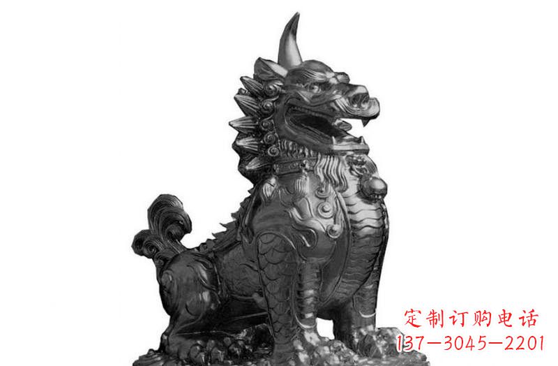宁波独角兽铜雕塑，精美细腻传统工艺