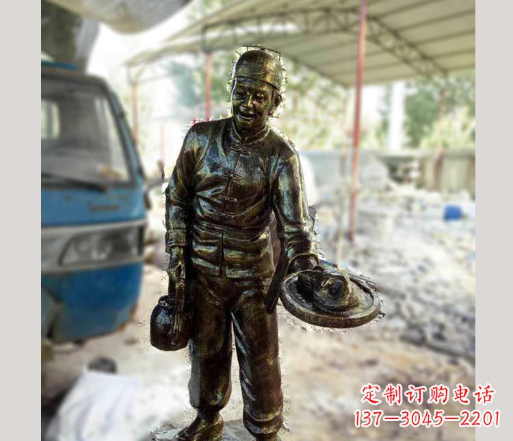 宁波中领雕塑定制铜雕店小二雕塑