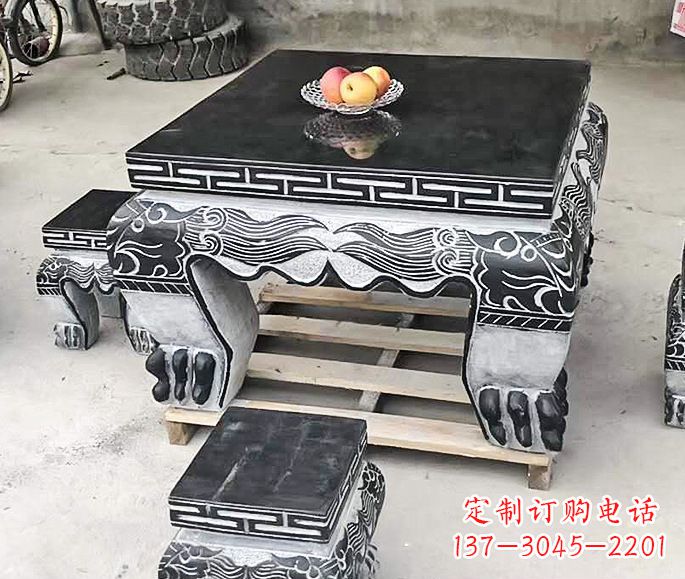 宁波中领雕塑方形仿古石桌凳