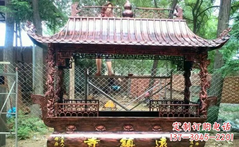 宁波方形寺庙香炉铜雕塑